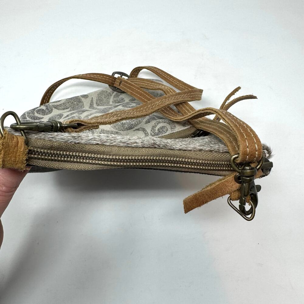 Myra Bag Fur Canvas Crossbody Gray Neutral Boho Western Indie Granola Festival - Picture 4 of 7